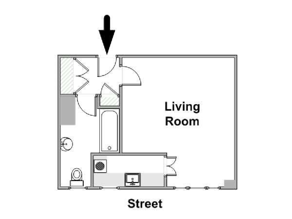 Londra Monolocale appartamento - piantina approssimativa dell' appartamento  (LN-1819)