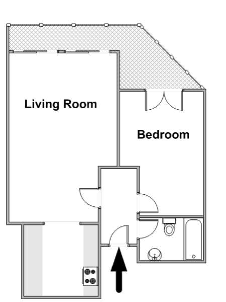 London 1 Bedroom accommodation - apartment layout  (LN-1858)