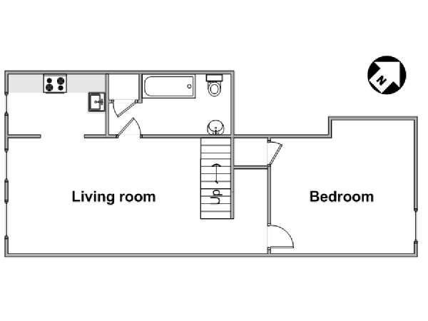 Londra 1 Camera da letto appartamento casa vacanze - piantina approssimativa dell' appartamento  (LN-1906)