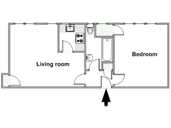 London 1 Bedroom accommodation - apartment layout  (LN-2009)