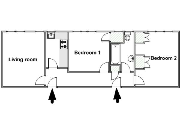 Londra 2 Camere da letto appartamento casa vacanze - piantina approssimativa dell' appartamento  (LN-2010)