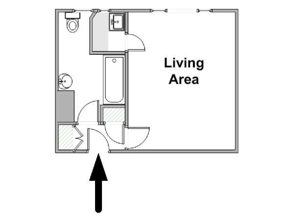 Londra Monolocale appartamento - piantina approssimativa dell' appartamento  (LN-2048)