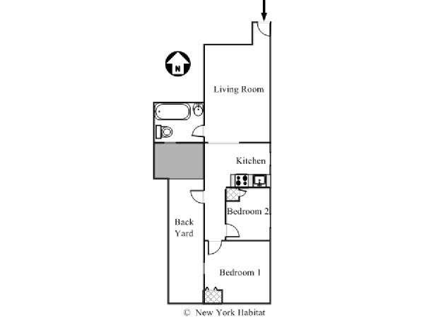 New York 2 Camere da letto appartamento - piantina approssimativa dell' appartamento  (NY-203)