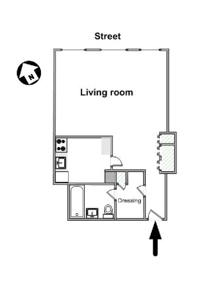 New York Monolocale appartamento - piantina approssimativa dell' appartamento  (NY-819)