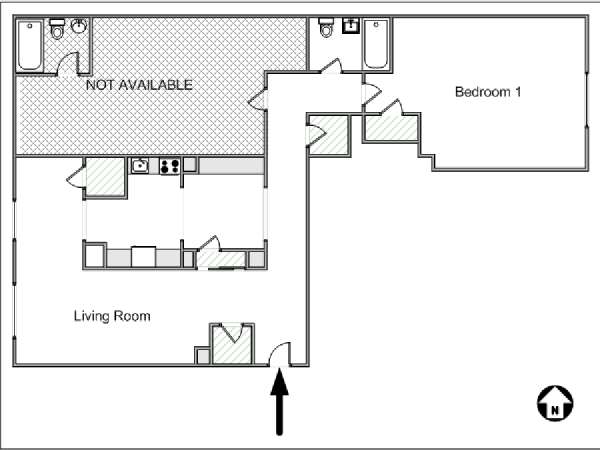 New York 2 Bedroom roommate share apartment - apartment layout  (NY-831)