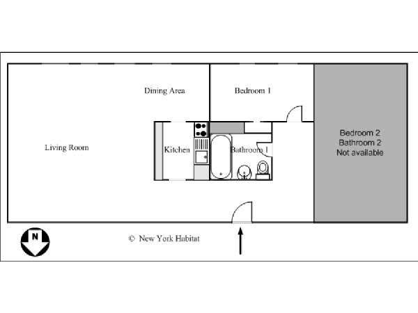 New York 2 Camere da letto stanza in affitto - piantina approssimativa dell' appartamento  (NY-10247)