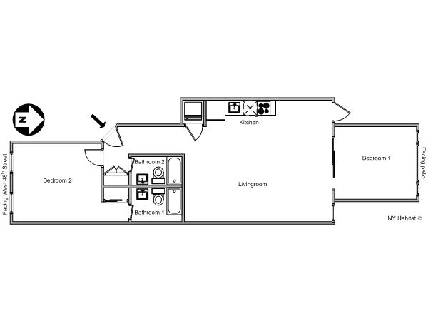 New York T3 appartements location vacances - plan schématique New York T3 appartements location vacances - plan schématique