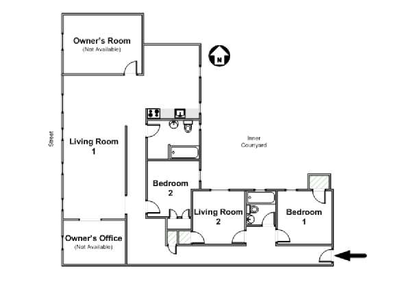 New York 3 Camere da letto stanza in affitto - piantina approssimativa dell' appartamento  (NY-10442)