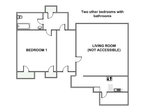 New York 3 Camere da letto stanza in affitto - piantina approssimativa dell' appartamento  (NY-10462)