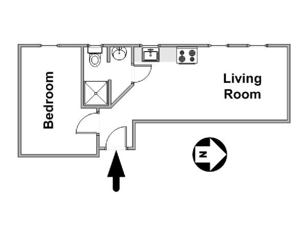 New York 1 Bedroom apartment - apartment layout  (NY-10543)