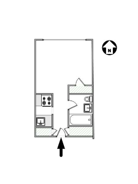 New York Monolocale appartamento - piantina approssimativa dell' appartamento  (NY-10598)