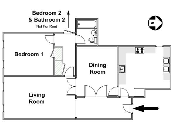 New York 2 Bedroom roommate share apartment - apartment layout  (NY-10602)