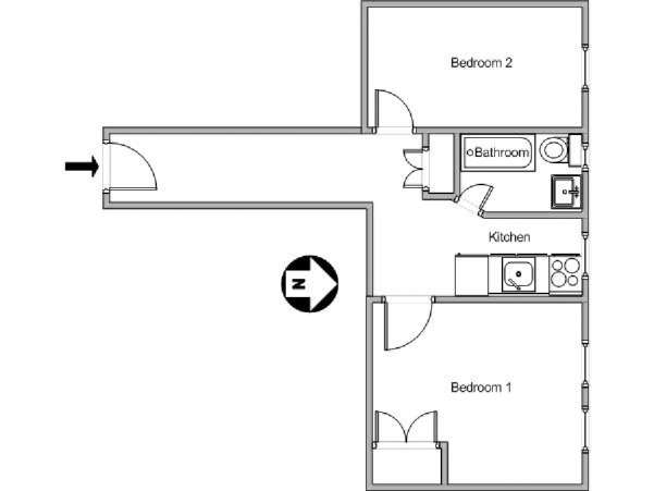 New York 2 Camere da letto appartamento - piantina approssimativa dell' appartamento  (NY-10628)