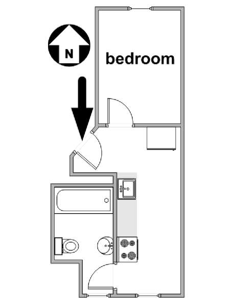 New York 1 Camera da letto appartamento - piantina approssimativa dell' appartamento  (NY-10741)