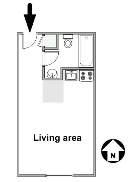 New York Monolocale appartamento - piantina approssimativa dell' appartamento  (NY-10812)