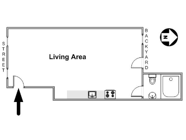 New York Monolocale appartamento casa vacanze - piantina approssimativa dell' appartamento  (NY-10856)