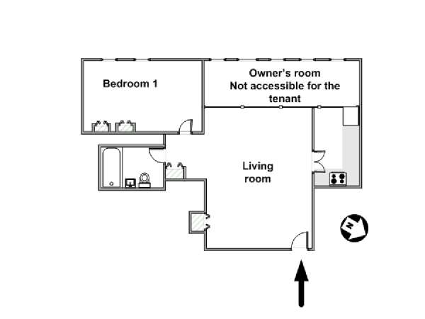 New York 2 Camere da letto stanza in affitto - piantina approssimativa dell' appartamento  (NY-10953)