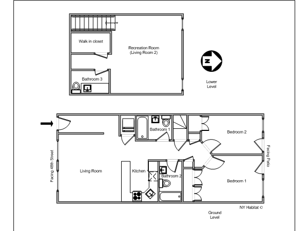 New York T4 appartement location vacances - plan sch&eacute;matique  (NY-10971)
