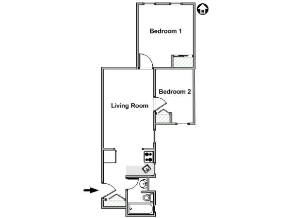 New York 2 Camere da letto appartamento - piantina approssimativa dell' appartamento  (NY-10991)