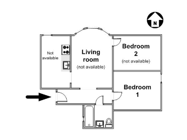 New York 2 Camere da letto stanza in affitto - piantina approssimativa dell' appartamento  (NY-11044)