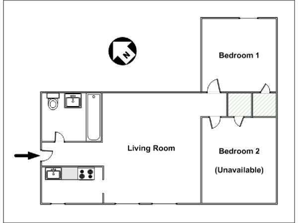New York 2 Bedroom roommate share apartment - apartment layout  (NY-11112)