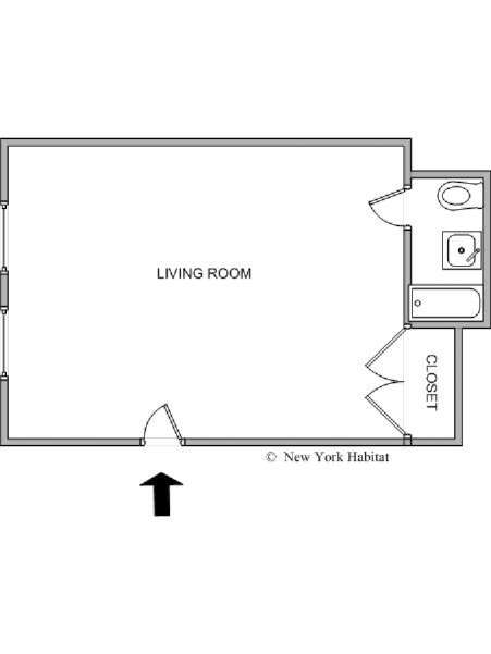 New York Studio T1 appartement bed breakfast - plan schématique  (NY-11212)