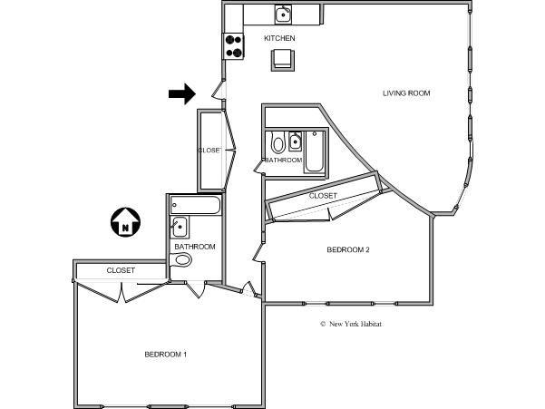 New York 2 Bedrooms accommodation - layout 