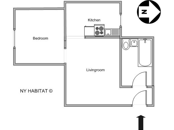 New York T2 appartements location vacances - plan schématique (NY-11293) New York T2 appartements location vacances - plan schématique (NY-11293)