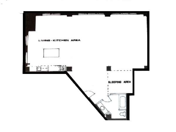New York Grande monolocale - Loft appartamento - piantina approssimativa dell' appartamento  (NY-11303)