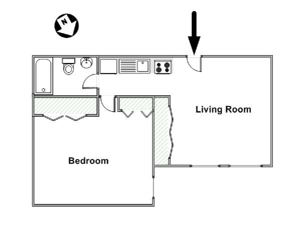 New York T2 logement location appartement - plan schématique  (NY-11403)