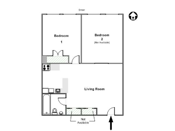 New York T3 appartement colocation - plan schématique  (NY-11476)