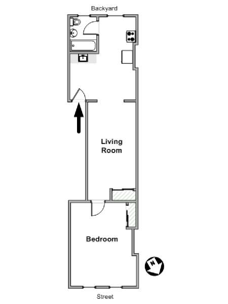 New York T2 logement location appartement - plan schématique  (NY-11512)