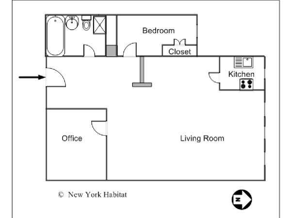 New York 1 Camera da letto appartamento casa vacanze - piantina approssimativa dell' appartamento  (NY-11642)