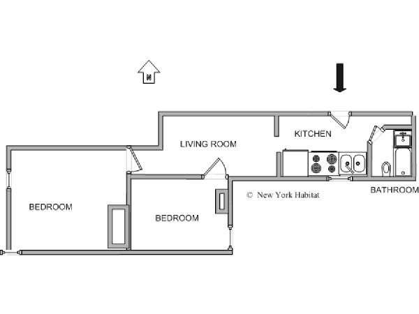 New York 2 Camere da letto appartamento - piantina approssimativa dell' appartamento  (NY-11839)