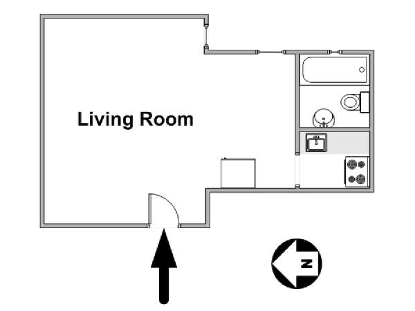 New York Monolocale appartamento - piantina approssimativa dell' appartamento  (NY-11840)