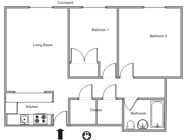 New York 2 Bedrooms roommate share apartment - layout New York 2 Bedrooms roommate share apartment - layout