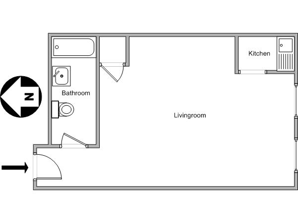 New York Studio/T1 logements location appartements - plan sch&eacute;matique 
