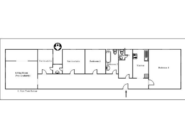 New York 3 Camere da letto stanza in affitto - piantina approssimativa dell' appartamento  (NY-11895)