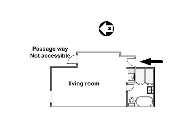 New York Studio T1 appartement bed breakfast - plan schématique  (NY-11910)