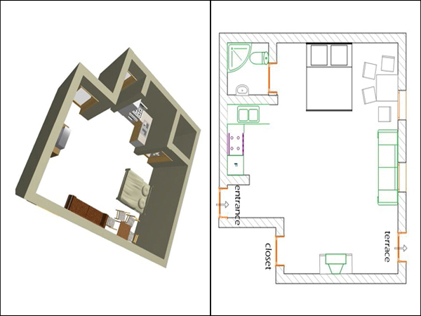 New York Studio accommodation - layout  (NY-11943)