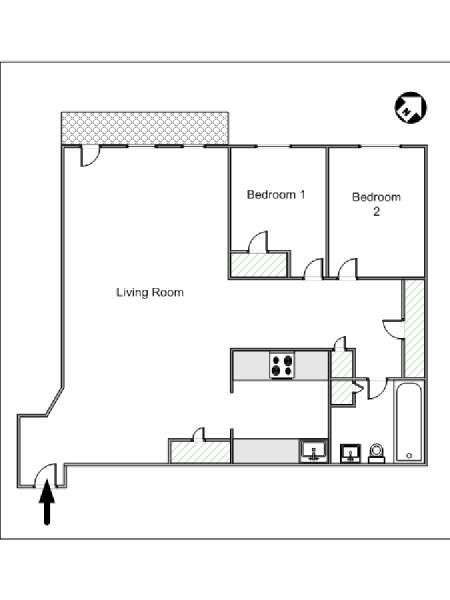 New York 2 Bedroom roommate share apartment - apartment layout  (NY-11946)