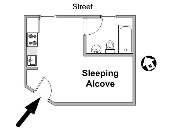 New York Monolocale appartamento casa vacanze - piantina approssimativa dell' appartamento  (NY-11971)