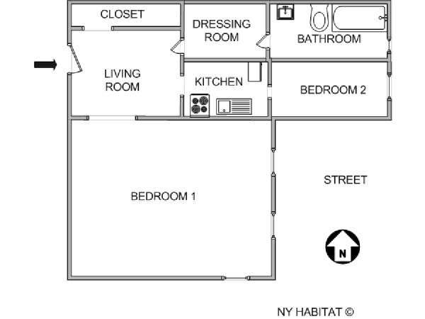 New York 1 Camera appartamento da dividere - layout 