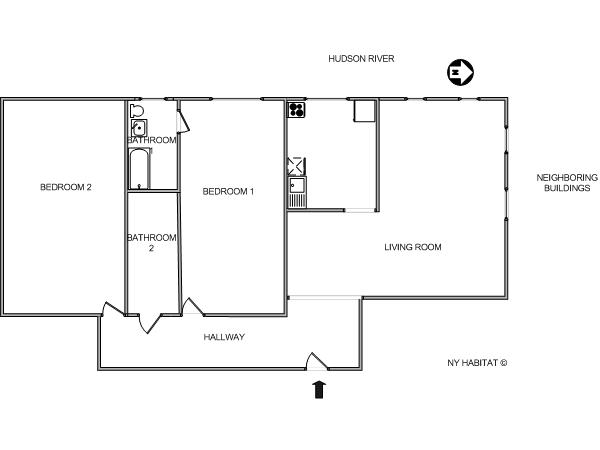 New York 2 Bedroom roommate share apartment - layout 