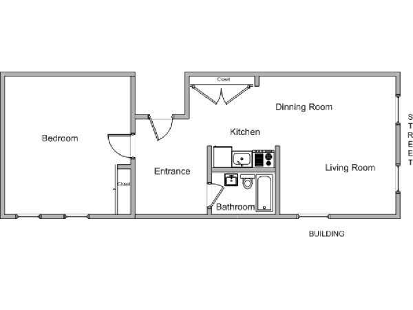 New York 1 Bedroom apartment - apartment layout  (NY-11993)