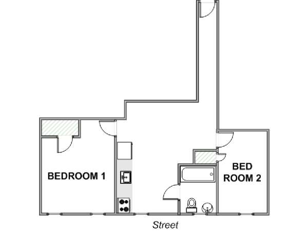 New York 2 Camere da letto appartamento - piantina approssimativa dell' appartamento  (NY-12025)