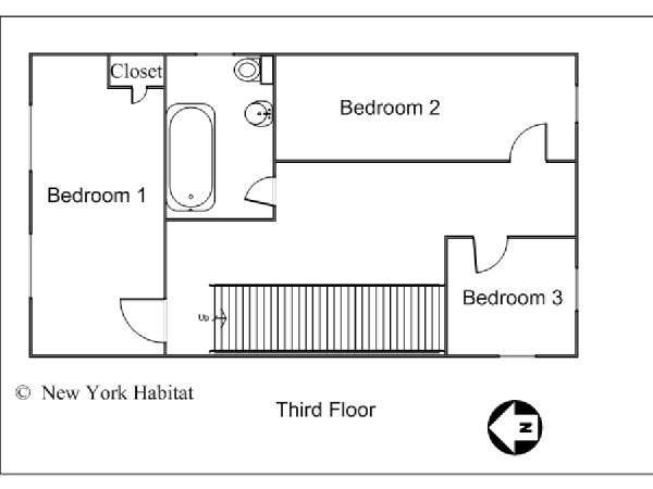 New York T4 - Triplex appartement location vacances - plan sch&eacute;matique 1 (NY-12032)