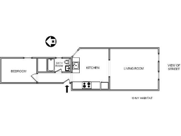 New York 2 Zimmer wohnungsvermietung - layout  (NY-12060)