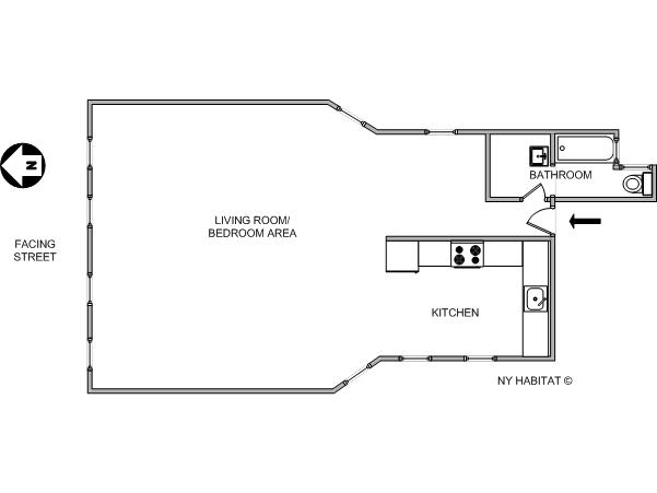 New York Studio accommodation - layout New York Studio accommodation - layout