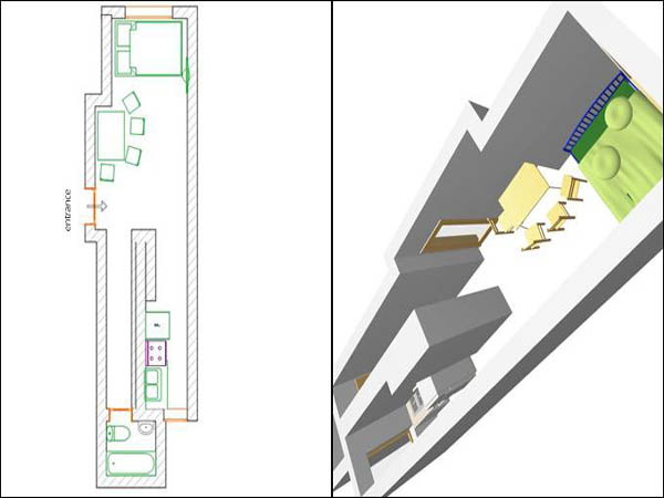 New York Studio T1 appartement location vacances - plan sch&eacute;matique  (NY-12094)